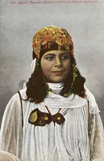 Kabyle Prints: Young Kabyle Woman with headdress of Jewellery - Algeria