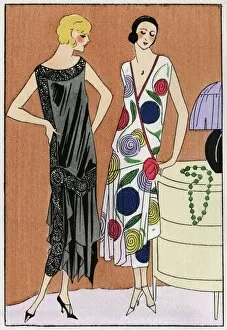 Fastening Gallery: Two young ladies in dresses by Doucet