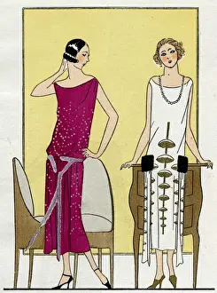 Sleeveless Prints: Two young ladies in dresses by Jeanne Lanvin