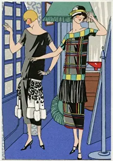 Pleats Prints: Two young ladies in outfits by Drecoll and Jenny