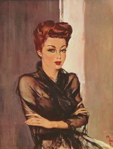 Crossed Prints: Young lady - arms crossed wearing a sheer black wrap