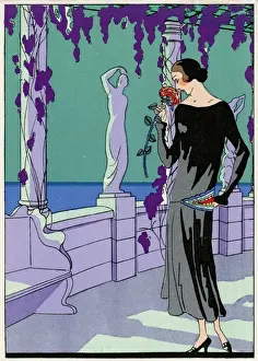 Multi Coloured Prints: Young lady in black dress by Philippe et Gaston