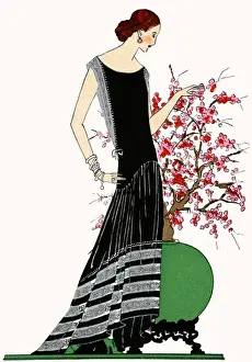 Lanvin Prints: Young lady in black evening dress by Jeanne Lanvin