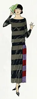 Pleats Prints: Young lady in black and grey dress by Jenny