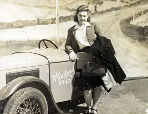 Prop Collection: Young lady on the Blackpool seafront poses for a Sunny Snaps photograph alongside a