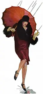 Young lady caught in the rain 1927