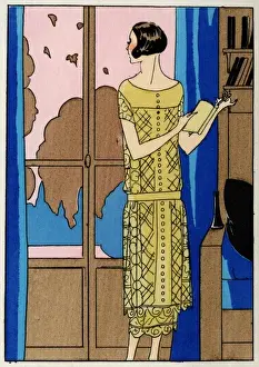 Young lady in day dress by Doucet