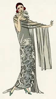 Sleeveless Prints: Young lady in evening gown by Paul Poiret