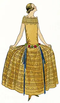 Young lady in evening gown by Philippe and Gaston