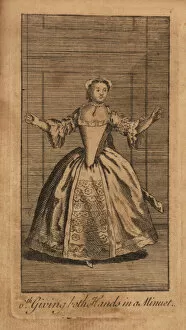 Panelled Gallery: Young lady giving both hands in a minuet, 18th century