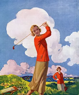 Images Dated 28th March 2018: Two young lady golfers enjoying a round on a summer day