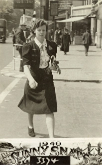 Images Dated 19th May 2017: Young lady - London - smart blouse / jerkin combo