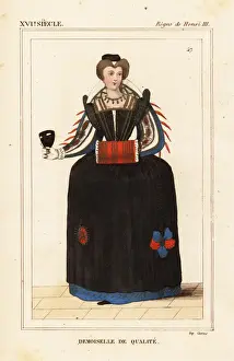 Young lady of quality at a masked ball, demoiselle