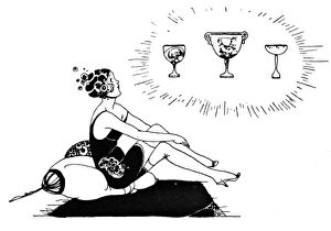 Peto Collection: Young lady sitting on cushions dreaming of trophies