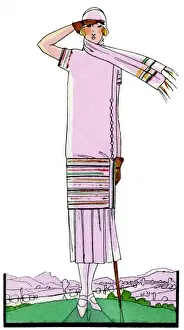 Multi Coloured Prints: Young lady in three-piece outfit by Bernard