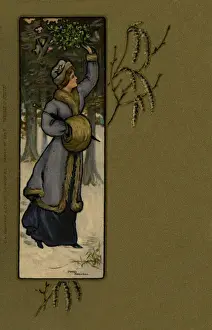 Sprig Prints: Young lady in a winter scene