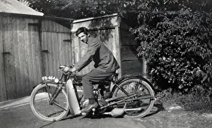 Young man on a 1923 New Imperial motorcycle