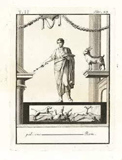 Antichità Gallery: Young man with branch and basket in a Temple of Bacchus