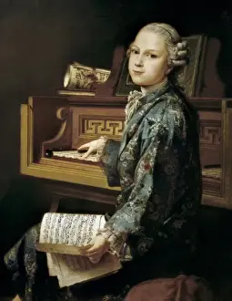 Mozart Prints: Young Man at the Clavichord. 1767. Portrait identified