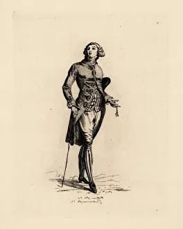 Hairstyles Collection: Young man in coat with oval buttons, era of Marie Antoinette