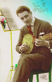 Banjo Prints: A young man playing the Banjolele, Paris, 1920s