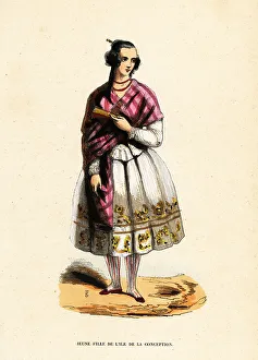 Auguste Wahlen Prints: Young Mapuche girl of the city of Concepcion, Chile