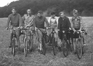 Six young men on their bicycles