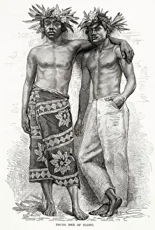 Sarong Prints: Two young men of Tahiti Date: circa 1875