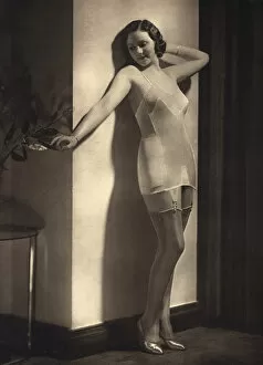 Girdles Gallery: Young model in silky underwear 1935