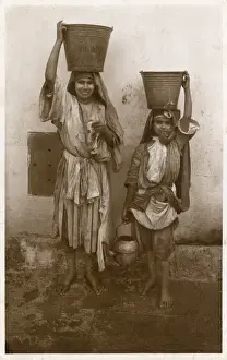 Tatters Prints: Two young Moroccan Girls with buckets on their heads