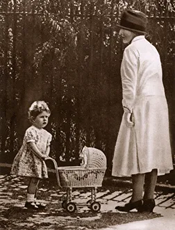 Images Dated 20th November 2017: Young Princess Elizabeth with her first toy pram