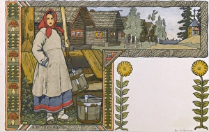 A young Russian Country woman at the village well