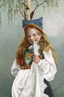 Countryfolk Prints: Young Russian Girl in traditional costume