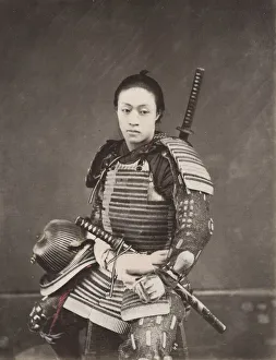 Ethnicity Prints: Young samurai with armour and two swords, Japan