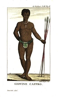 Young San man, with bow and arrows, South Africa