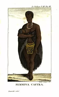 Young San woman nursing child, South Africa