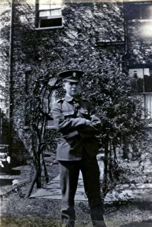 Images Dated 26th March 2018: Young soldier in a garden, WW1