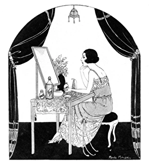 Images Dated 26th July 2016: Young stylish lady sitting at her dressing table