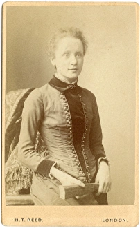 Tone Gallery: Young Victorian woman holding a folded fan