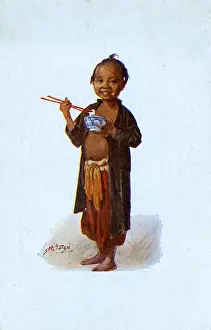 Eats Prints: Young Vietnamese boy with his bowl of rice