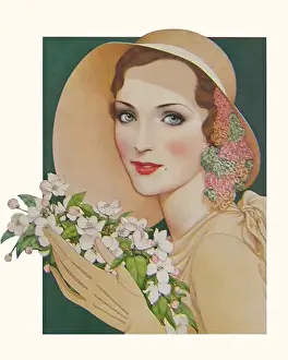 Rendering Prints: A young woman with a bouquet