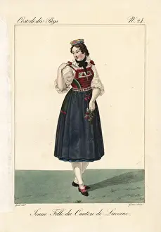 Lucerne Prints: Young woman of the Canton of Lucerne, Switzerland