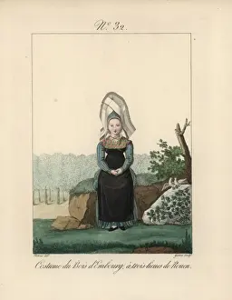 Alsation Prints: Young woman in the costume of Bois d Embourg