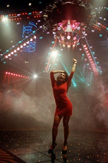 Disco Collection: Young woman dancing at a disco, Cornwall