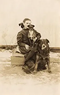 Young woman with two dogs