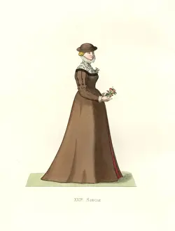 Young woman of England, 16th century, in brown