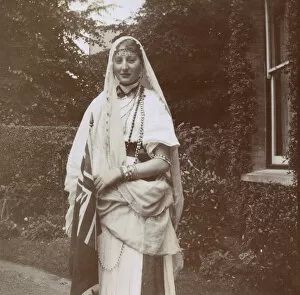 Young woman in fancy dress, Ealing, West London