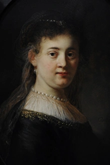 Rijn Collection: Young Woman in Fantasy Costume, 1633, by Rembrandt (1606-166