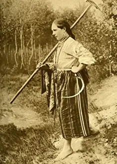 Estonia Prints: Young woman at harvest time, Republic of Estonia