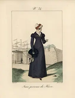 Femmes Prints: Young woman of le Havre in a bonnet that rises to a point